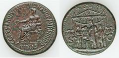 Gaius 'Caligula' (AD 37-41). Orichalcum sestertius (35mm, 28.58 gm, 6h). Rome, ca. AD 37-38. C CAESAR AVG GERMANICVS P M TR P IIII/PIETAS, veiled Pietas seated left, holding patera and resting arm on 