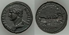 Hadrian (AD 117-138). Orichalcum dupondius (26mm, 12.97 gm, 6h).  Rome, ca. AD 132-135, HADRIANVS AVGVSTVS, bareheaded and draped bust of Hadrian left / FELICITATI AVG S-C, galley under oar left with 