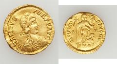 WEST ROMAN EMPIRE. Avitus (AD 455-456). AV solidus (21mm, 4.35 gm, 6h). Arelate, July AD 455-October AD 456. D N AVITVS PERP F AVG, rosette-diademed, draped, and cuirassed bust of Avitus right / VICTO