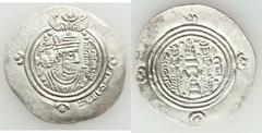 Arab-Sasanian, lot of three (3) choice silver drachms.  Includes: (1) Arab-Sasanian, 'Ubayd Allah b. Ziyad, silver drachm (3.99g, 33mm), ST (Istakhr), AH61, A-12. // (2) Arab-Sasanian, 'Ubayd Allah b.