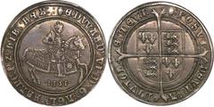 Edward VI Crown 1551, S-2478, "fine silver" issue, Tun mm, XF45 NGC, one of the most attractive examples we have had of this, the first silver crown of England, and the first coin to feature a mounted