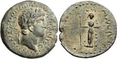 CILICIA. Mallus. Otho (AD 69). Æ24mm (7.40 gm, 12h).  KAICAP M CABACTOC (some letters ligate and / or blundered), laureate head of Otho right / MAΛΛΩN, cult image of Atargatis facing, arms extended, h