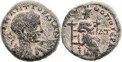DECAPOLIS. Nysa Scythopolis. Gordian III (238 - 244 AD). AE 24mm (12.40 gm, 12h). Draped and cuirassed bust of Gordian III right, seen from rear, laureate; AVT K M ANT ΓΟΡ∆ΙΑΝΟC CEB / Tyche-Nysa seate