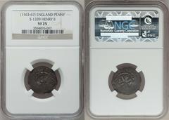 Henry II (1154-89) Penny ND, S-1339, "Tealby" coinage, VF25 NGC, unevenly struck as nearly always found, pleasing broad flan, medieval bluish gray patina.