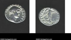Otho, 69 A.D., AR denarius (2.97 g). Bare head right/ Victory advancing right carrying wreath, palm frond. RIC 14 (Rarity 3). Fine, even wear with strong portrait, full name. Scarcer reverse. The be-w