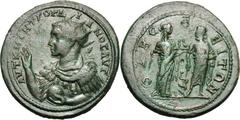 Ancients Roman Provincial MOESIA INFERIOR. Odessos. Gordian III. 238-244 AD. Æ medallion. (36mm, 25.69 gm, 7h). AVT K M ANT ΓOPΔ-IANOC AVΓ, radiate, draped, cuirassed bust left, almost half-length, se