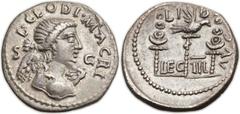 Ancients Roman Imperial Clodius Macer, usurper in Africa (AD 68). AR denarius (18mm, 3.11 gm, 6h).  Carthage, April-October AD 68. L CLODI MACRI, draped bust of winged Victory right, seen from front, 