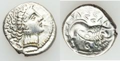Ancients Celtic CELTIC GAUL. Lombard Plain. Ca. 2nd century BC. Lot of two AR drachms (15mm, 3.16 & 3.05 gm).  Imitating Massalia. Head of nymph right, wreathed in grain and wearing triple-drop earrin