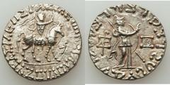Ancients Oriental INDO-SCYTHIAN - SASANIAN KINGDON. Lot of two (2) AR coins. INDO-SCYTHIAN. Azes (57-35 BC). AR tetradrachm (9.59 gm). King on horseback right / Athena advancing right, holding spear a