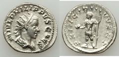 Ancients Roman Imperial Philip I (AD 244-249) - Philip II (AD 247-249). Lot of four (4) AR antoniniani. (1) Philip I. AR antoninianus. Radiate, draped, and cuirassed bust right / Aequitas standing lef