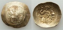 Ancients Byzantine Nicephorus III Botaniates (AD 1078-1081). EL histamenon nomisma (4.28 gm). Constantinople. Christ Pantokrater enthroned facing / Nicephorus standing facing, holding labarum with X o