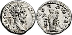 Didius Julianus (AD 193). AR denarius (18mm, 3.12 gm, 12h).  Rome, March-May AD  193. IMP CAES M DID IVLIAN AVG, laureate head of Didius Julianus right / CONCORD MILIT, Concordia standing facing, head