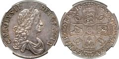 Charles II Crown 1664, S-3355, ESC-28, 2nd Bust, XVI edge, AU58 "Ex Lockett Collection" NGC, a beautiful old-time piece from a famous collection, evenly and sharply struck on both the portrait and the