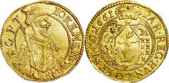 Johann Kemeny gold Ducat 1661, KM350, Fr-422, AU58 NGC. Obv. Bust right with fur hat and scepter, IOKEMEN-DG PT. Rev. Crowned arms, PAR.REG.HVN.DO.ET.SI.CO.1661. A superb example of this exceedingly r