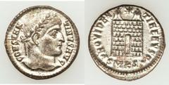 Constantine I the Great (AD 307-337). Æ reduced follis (3.25 gm). Cyzicus, AD 325-326. Laureate head of Constantine right / Camp gate of seven brick layers with two turrets and no doors; star above; S