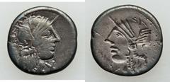 ANCIENT ROME. Republic - Late Empire. Lot of six (6) AR and Æ coins highlighting ancient "mint errors." Includes: (1) Roman Republic "Anonymous" denarius, ca. 178 BC, obverse brockage, Very Fine // (2