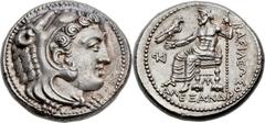 MACEDONIAN KINGDOM. Alexander III the Great (26mm, 17.15 gm, 6h).  Lifetime issue of Myriandrus or Issus, ca. 325-323 BC. Head of Heracles right, wearing lion-skin headdress / ΒΑΣΙΛΕΩΣ ΑΛΕΞΑΝΔΡΟΥ, Zeu
