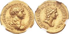 Trajan (AD 98-117). AV aureus (19mm, 7.24 gm, 7h). Rome, ca. AD 114-117. IMP CAES NER TRAIAN OPTIM AVG GERM DAC, laureate, draped, and cuirassed bust of Trajan right / PARTHICO P M TR P COS VI P P S P