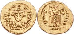Revolt of the Heraclii (AD 608-610). AV solidus (22mm, 4.39 gm, 6h).  Jerusalem or military mint in Cyprus or Syria, AD 610. ∂N hERACLI-ЧS PP AVC, crowned, draped, and cuirassed facing bust of Heracli