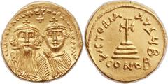 Heraclius (AD 610-641), with Heraclius Constantine (AD 613-641). AV solidus (22mm, 4.50 gm, 6h).  Constantinople, 2nd officina, AD 629-632. dd NN hЄRACLIЧS ЄT hЄRA CONST P AV, crowned busts of Heracli