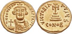 Constans II Pogonatus (AD 641-668). AV solidus (21mm, 4.44 gm, 6h). Constantinople, 6th officina, AD 650/1). ∂N CONSTAN-TINЧS P P AVI, mature bust of Constans II facing, lightly bearded, wearing crown