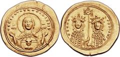 Zoë and Theodora (1042). AV histamenon nomisma (27mm, 4.42 gm, 6h).  Constantinople, April-June 1042. + ΘKЄ RΘ TAC RACIΛICCIC / MP - ΘV, bust of the Virgin facing, orans, nimbate and wearing pallium w