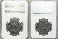 Diva Faustina Junior, wife of Marcus Aurelius (died AD 175/6). Orichalcum sestertius (25.69 gm). Rome, under Marcus Aurelius, ca. AD 175-176. Draped bust of Faustina right / Diva Faustina, as Diana, s