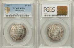 Goriza. Franz II of Austria 15 Soldi 1802-A MS64 PCGS, KM48. Vienna, (A), mint. Also valued at 8 1/2 Kreuzer. A very seldom seen coin from this small Imperial City located at the foot of the Julian al