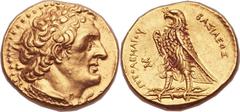 PTOLEMAIC EGYPT. Ptolemy II Philadelphus (285/4-24 BC). AV trichryson or pentadrachm (25mm, 17.82 gm, 12h).   Diademed head of Ptolemy I right, aegis around neck / BAΣIΛEΩΣ ΠTOΛEMAIOY, eagle standing 