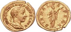 Gordian III (AD 238-244). AV aureus (20mm, 5.14 gm, 6h). Rome, AD 241. IMP GORDIANVS PIVS FEL AVG, laureate, draped, and cuirassed bust of Gordian III right / DIANA LVCIFERA, Diana advancing left, hol