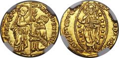 Venice. Antonio Venier gold Ducat ND (1382-1400) MS65 NGC, Fr. 1229. A phenomenal early Venetian Ducat. Well centered with every detail crisp. A Ducat that could hardly be improved upon.