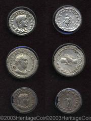 Maximus, Caesar. A.D. 235-238. AR denarius (20 mm, 2.63 g). Rome, A.D. 236-238. Bare-headed and draped bust right / Maximus standing left, holding baton in right hand, spear transversely in left; two 