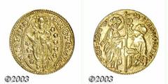 Chios. Milanese Dukes, gold Zecchino, Fr-4, Philip Maria Visconti, 1421-1436, style of the Venetian ducats, Choice AU, very attractive and virtually mint state.