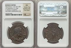 Maximinus I Thrax (AD 235-238). Æ sestertius (21.34 gm).  Rome, late AD 236-237. MAXIMINVS PIVS AVG GERM, laureate, draped, and cuirassed bust of Maximinus right / VICTORIA GERMANICA, Victory standing