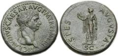Claudius (AD 41-54). Orichalcum sestertius (36mm, 29.90 gm, 7h). Rome, AD 50-54. TI · CLAVDIVS · CAESAR · AVG · P M ·TR · P · IMP P · P, laureate head of Claudius right / SPES AVGVSTA, Spes walking le