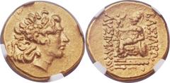 PONTIC KINGDOM. Time of Mithradates VI Eupator (120-63 BC). AV stater (20mm, 8.24 gm, 12h). Tomis, in the name and type of Lysimachus of Thrace, ca. 88-86 BC. Diademed head of the deified Alexander th