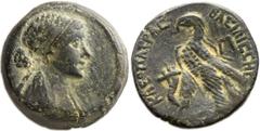 Cleopatra VII (51-30 BC). Æ 80 drachmae (27mm, 18.14 gm, 11h). Alexandria, ca. 50-40 BC. Diademed, draped bust of Cleopatra VII right, hair pulled back in parallel plaits and tied in bun at nape of ne