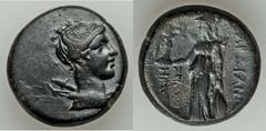 LYDIA. Sardes. Ca. 188-133 BC. Æ 21mm (9.15 gm). Draped bust of Artemis right / Athena Nikephoros standing left. SNG Copenhagen 502. Lovely black patina. Good Very Fine.