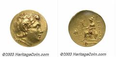 Thracian Kingdom. Lysimachos. 323-281 B.C. AV stater (20 mm). Uncertain mint, perhaps Lysimachia(?). Head of deified Alexander right, wearing horn of Ammon / Athena seated left, holding Nike in extend