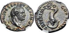 Titus (AD 79-81). AR denarius (19mm, 3.60 gm, 1h). Rome, January-June AD 80. IMP TITVS CAESAR VESPASIAN AVG P M, laureate head of Titus right, lightly bearded / TR P IX IMP XV COS VIII P P, dolphin co