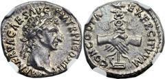 Nerva (AD 96-98). AR denarius (18mm, 3.54 gm, 6h). Rome, AD 97. IMP NERVA CAES AVG P M TR P COS III P P, laureate head of Nerva right / CONCORDIA EXERCITVM, two clasped hands before Praetorian legiona