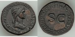Agrippina Senior, wife of Germanicus (Died AD 33). Æ sestertius (30.63 gm). Rome, under Claudius, ca. AD 42-43. Draped bust of Agrippina right right / TI CLAVDIVS CAESAR AVG GERM P M TR P IMP P P, aro