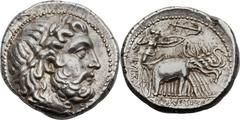 SELEUCID KINGDOM. Seleucus I Nicator (312-281 BC). AR tetradrachm (26mm, 17.11 gm, 4h). Seleuceia on the Tigris, ca. 296/5-281 BC. Laureate head of Zeus right / BAΣIΛEΩΣ ΣEΛEYKOY, Athena, brandishing 