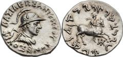INDO-GREEK KINGDOMS. Philoxenus Aniketos (ca. 125-110 BC). AR Indic tetradrachm (28mm, 9.80 gm, 12h).  BAΣIΛEΩΣ ANIKHTΟΥ ΦIΛOΞENOY, diademed, draped  and cuirassed bust of Philoxenus right, wearing cr