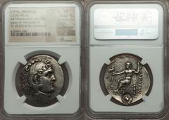 MACEDONIAN KINGDOM. Alexander III the Great (336-323 BC). AR tetradrachm (16.67 gm). Late posthumous issue of Lycia, Phaselis, dated CY 10 (209/8 BC). Head of Heracles right, wearing lion skin headdre