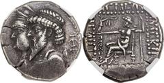 KINGDOM OF ELYMAIS. Kamnaskires III and Anzaze (ca. 82-74 BC). AR tetradrachm (26mm, 16.22 gm, 12h). Seleuceia on the Hedyphon. Jugate and draped busts of Kamnaskires, diademed, and Anzaze, wearing st