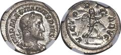 Maximinus I Thrax (AD 235-238). AR denarius (3.21 gm). Rome, AD 235-236. Laureate, draped, and cuirassed bust of Maximinus right / Victory advancing right, holding wreath and palm branch. RIC IV 16. R