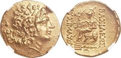 PONTIC KINGDOM. Time of Mithradates VI (120-63 BC). AV stater (20mm, 8.31 gm, 12h). NGC MS 5/5 - 4/5, light scratches. Tomis, in name and types of Lysimachus of Thrace, 88-86 BC. Diademed head of the 
