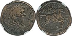 LYDIA. Hypaepa. Septimius Severus (AD 193-211). Æ 36mm (25.87 gm). NGC VF 5/5 - 3/5, countermark. Struck ca. AD 195-198. Laureate, draped and cuirassed bust of Severus right, oval countermark of Artem
