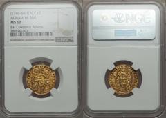 Chíos. Anonymous gold Imitative Zecchino ND (1346-1364) MS62 NGC, Fr. 2a. This is struck in the same style of the Venetian Zecchino. There is an exceptional amount of luster that is beneath the patina
